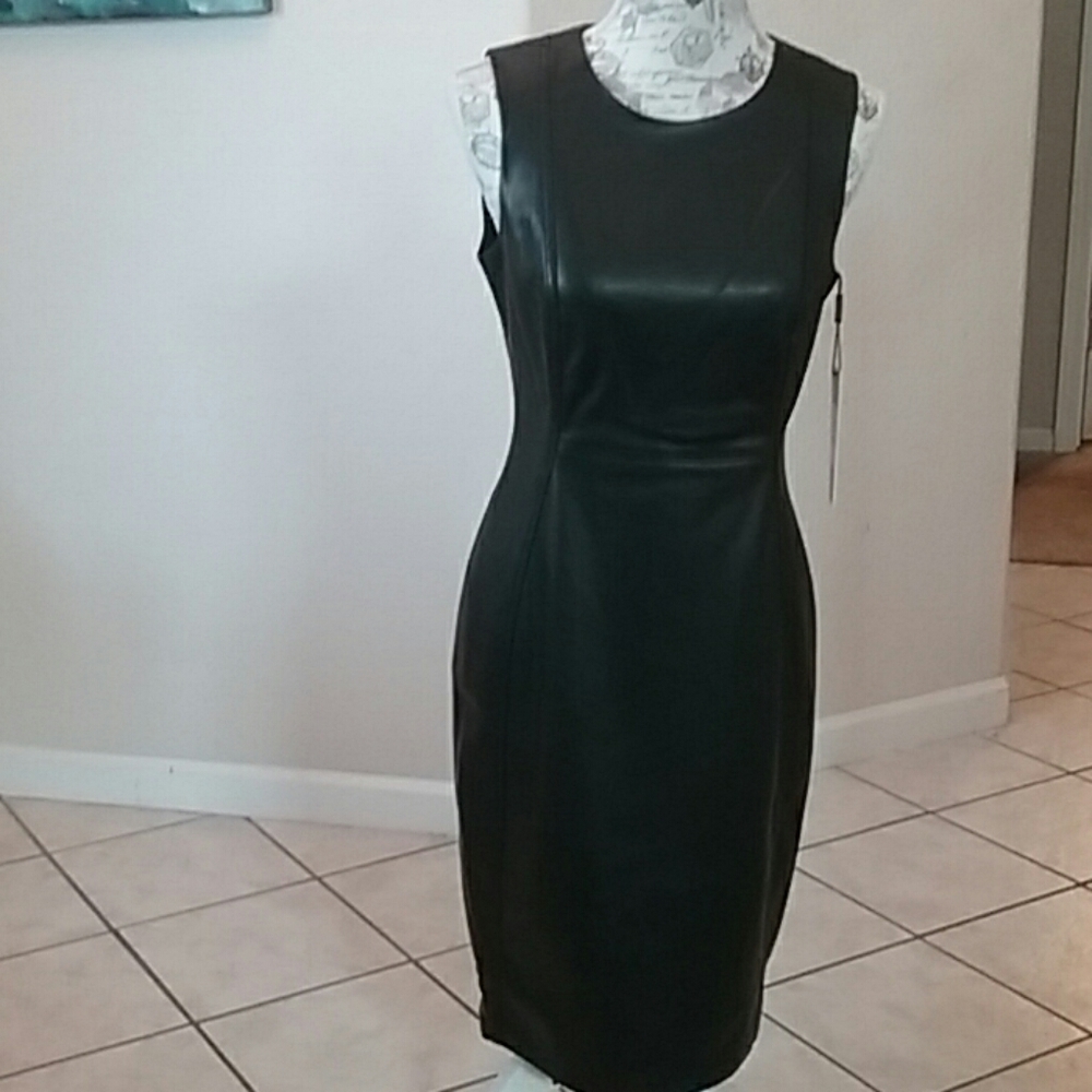 Calvin Klein Black Faux Leather Dress